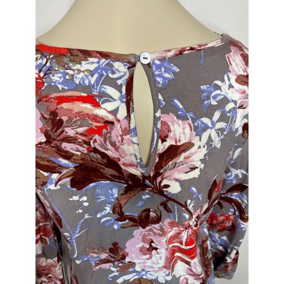 Daniel Rainn Stitch Fix Women's Size Small Knit Blouse Grey Floral Pleated - Picture 6 of 11